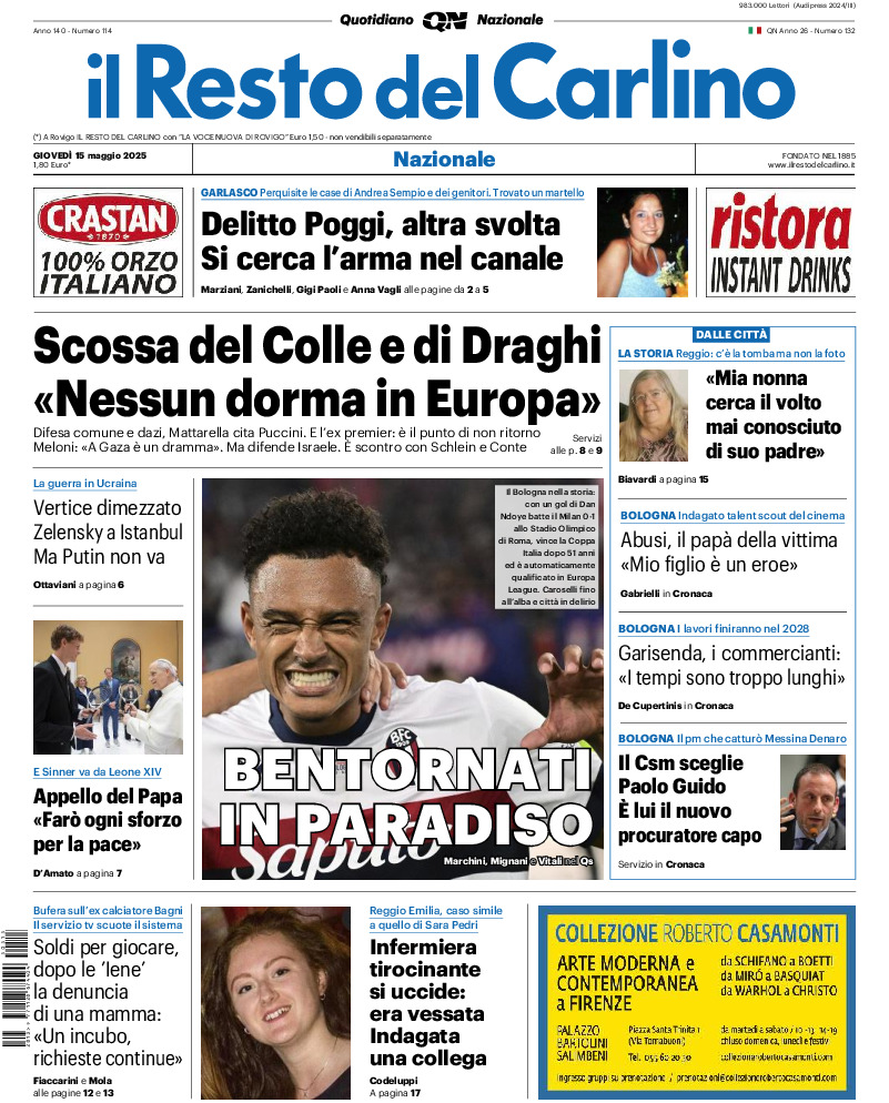 Prima-pagina-il resto del carlino-edizione-di-oggi-20250515